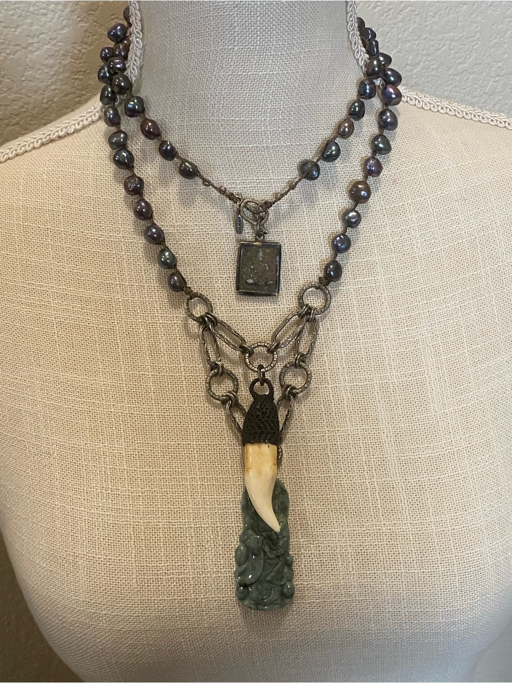 Love Heals Peacock Pearl & Jade Necklace